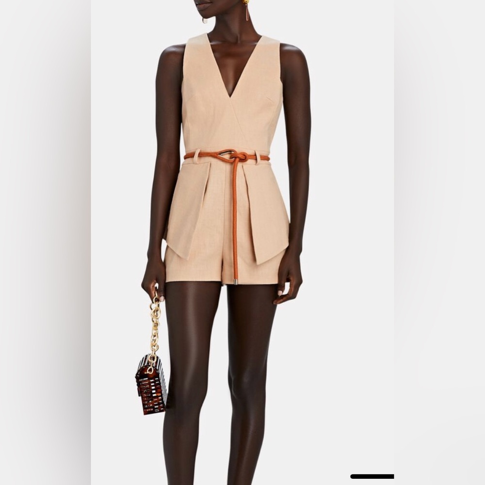 NWT Alexis Darby Belted Sleeveless Romper Beige Sz XL
